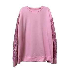 เสื้อสเวตเตอร์แบบสวมหัวแขนยาวสำหรับผู้หญิงเสื้อสเวตเตอร์ไหล่ตกคอลูกเรือมีสไตล์แวววาว - Product Image 4