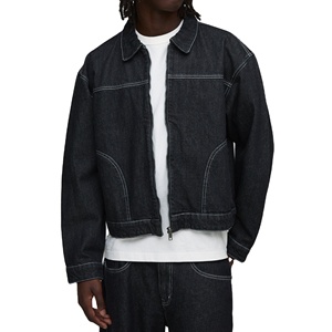Quality Casual Embroidered Windproof Oversized Drop Shoulder <b>Denim</b> Jeans <b>Jacket</b> for <b>Men</b> Distressed <b>Black</b> 100% Cotton Winter - Product Image 1