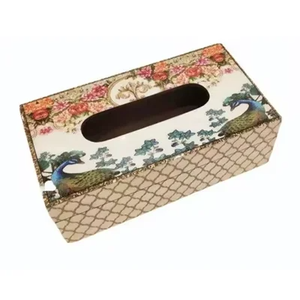 Caja de Madera de Lujo para Pañuelos con Diseño Meena |   Accesorio Decorativo de Mesa con Estampado Meenakari Hecho a Mano - Product Image 3