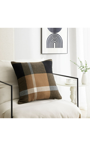 Coussin décoratif moderne en tissu écologique à carreaux rustiques, 18''x18'', fermeture éclair, amovible, lavable, personnalisable, 400TC, multicolores - Product Image 4