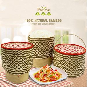 ตะกร้าเสิร์ฟข้าวเหนียวทำมือจากไม้ไผ่ธรรมชาติ 100% |   ภาชนะใส่อาหารทอมือแท้พร้อมฝาปิด สำหรับร้านอาหารและตกแต่งบ้าน - Product Image 3