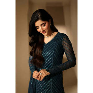 Conjuntos de Traje de Chifón Bordado de Lujo para Mujer Azure Euphoria LUXE 2026 Edit-TC-1637 - Product Image 3