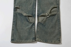 2025ใส่ได้ทั้งชายและหญิงกางเกงทรงตรงไซส์ใหญ่พิเศษระบายอากาศได้ดีกางเกงยีนส์ผ้าซักสีจางสำหรับฤดูหนาวบริการ OEM - Product Image 6