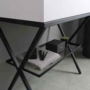 Mueble de Baño con Lavabo de 80 cm, con Estante de Vidrio y Base de Metal - Product Image 3