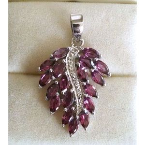 โกเมนจี้ผลไม้สีฟ้าบุษราคัมและเพชรชุบโรเดียมกุหลาบทองและแพลทินัมจี้เสน่ห์สง่างามสำหรับเป็นของขวัญ - Product Image 1