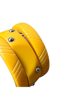 Premium Quality Yellow Acrylic Resin <b>Bangle</b> <b>Bracelets</b> Fancy Handmade Stylish With Metal Studs Unisex Fashion Jewelry for Woman - Product Image 3