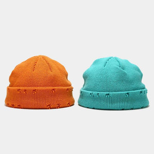 META WEAR Hip Hop Winter Warm Custom Logo Distressed Acrylic Cuffed Knitted Skull Beanie Breathable Waterproof Unisex Adult High - Product Image 5