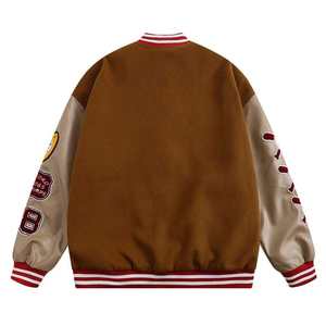 แจ็คเก็ตบอมเบอร์ unisex สำหรับผู้ชาย, เสื้อแจ็กเก็ตหนังปักลายตัวอักษรระบายอากาศได้ดีดีไซน์เบสบอลฤดูหนาว - Product Image 2