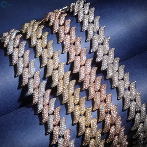 Collar de estilo rapero con espinas de moissanita y espinas, pulsera de eslabones cubanos de lujo para él - Product Image 6