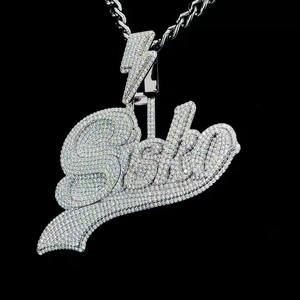 Joyería Hip Hop Unisex de Primera Calidad, Chapada en Oro Blanco Cristiano, con Colgante Personalizado de Moissanita VVS, Disponible a un Precio Accesible - Product Image 3