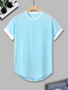 T-shirt à la mode coupe ample pour hommes 100% coton T-shirts de couleur unie tendance de haute qualité pour hommes - Product Image 6