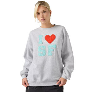 Sweat-shirt à manches longues pour femme, décontracté, en polaire, imprimé, avec poche kangourou, logo imprimé sur le devant - Product Image 1