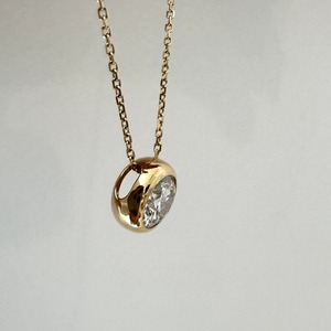 Refined Round Cut Diamond Bezel Necklace 1.00 Ct D-F VVS1-VS2 Lab Grown Diamond In 18K Yellow <b>Gold</b> Romantic Gift For Her - Product Image 2