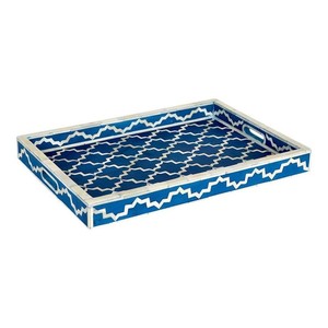 Mayssa Plateau d'incrustation d'os noir Design fantaisie Home Hotel Motel Plateau de service avec appel éclectique - Product Image 2