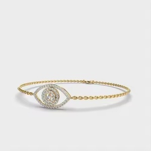 Elegant Women Yellow Gold Bracelet with Round Diamond Bangles for <b>Anniversary</b> And Birthday Gift - Product Image 2