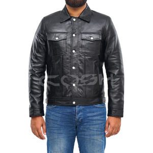 Chaqueta de Cuero Negra Premium para Hombre, Chaqueta de Motero Duradera y Moderna con Bolsillos Funcionales - Product Image 5