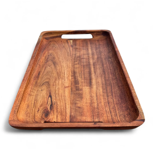 Plateau de service en bois écologique de couleur personnalisée, poignées polies, forme rectangulaire, pour un usage moderne et luxueux lors de mariages - Product Image 4