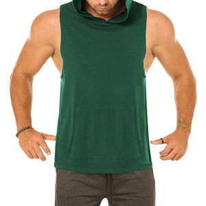 Débardeur délavé à l'acide de meilleure qualité pour hommes sur mesure sans manches et col respirant haut tricoté en gros - Product Image 3