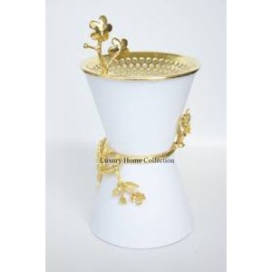 Brûleur rond à revêtement de poudre blanc attrayant le plus demandé et support de concepteur élégant plaqué or Brûleur et support d'encens Bakhoor - Product Image 5