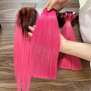 Vente chaude de haute qualité soyeux droite vietnamien cheveux bruts faisceaux dentelle fermeture ensemble vague naturelle Style Extensions de cheveux humains - Product Image 3