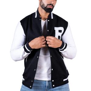 Chaquetas de béisbol informales de color sólido para hombre, chaqueta universitaria de Jersey de 350gsm con procesamiento recubierto de botones - Product Image 1