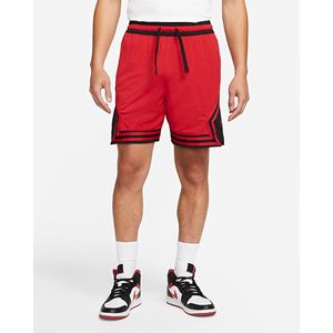 Short en maille 100% Polyester pour homme, rouge et noir vif, diamant, avec ceinture élastique et bande en tricot rayé, sec et confortable - Product Image 3