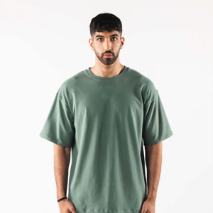 Venta al por mayor 220gsm peso pesado de los hombres de gran tamaño de cuello redondo hombro caído camiseta logotipo personalizado Boxy Top en blanco con longitud larga - Product Image 2