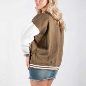 Blousons universitaires modernes 2025 avec doublure en polaire douce, col côtelé rayé et fermeture à boutons-pression de haute qualité pour des tenues quotidiennes tendance - Product Image 3