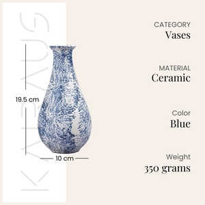 Vase en céramique bleu nuit contemporain avec design texturé, fait main, 10x19,5 cm, pour la maison ou le bureau - Product Image 4