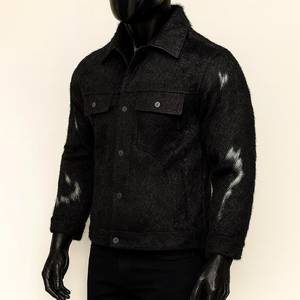 แจ็คเก็ตหนังวัวแท้ 100% สไตล์ลำลองสำหรับผู้ชาย แจ็คเก็ตคอตั้งผ้าแคนวาส พร้อมโลโก้ด้านหน้า สำหรับผู้ชาย ฤดูหนาว กันลม ระบายอากาศได้ดี - Product Image 2