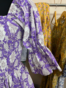 Hand Block Printed Indian Cotton Dress 100% Cotton Long Gown with Square Collar Casual Style Embroidered Indian <b>Tunics</b> - Product Image 3