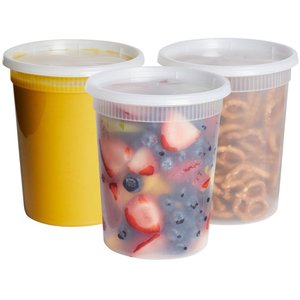 Deli-contenedores de plástico apilables para almacenamiento de alimentos, caja de almacenamiento de alimentos con tapas herméticas, vajilla de plástico, 32 OZ - Product Image 5
