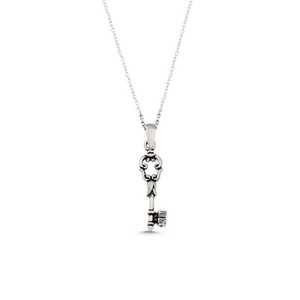 925 Sterling Silver <b>Key</b> Pendant 14K Gold Floral <b>Star</b> Pattern Featuring Freshwater Turquoise Zircon Diamond Rose Gold - Product Image 6