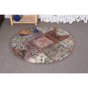 Vintage Bohemian Beige Turkish <b>Rug</b> Large Area 3.4 X 3.4 ft Wool Material Latex Backing Patchwork for <b>Bedside</b> Hallway <b>Bedside</b> <b>Rug</b> - Product Image 1