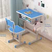 Ensemble bureau et chaise d'étude pour enfants avec chaise à dossier festonné et étagère de rangement, hauteur réglable pour enfants