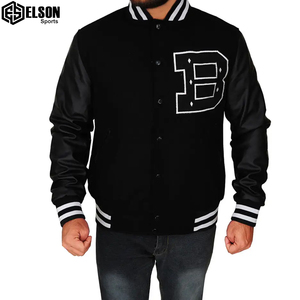 Vente chaude Top Qualité Baseball Bomber Vers Le Bas Épaule En Cuir Manches Hommes Letterman Varsity Veste Pour Hommes - Product Image 4