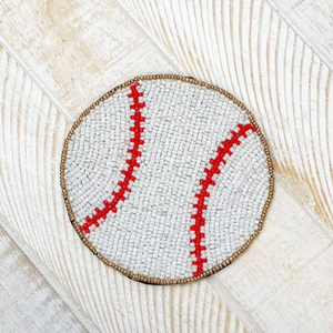 Posavasos bordados con cuentas de semillas de béisbol del día del juego, posavasos de baloncesto, cuentas de vidrio de la India, posavasos hechos a mano de glowin fashion - Product Image 1
