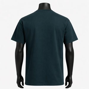 Camiseta de cuello redondo para hombre, color verde azulado oscuro, de manga corta, informal, básica, para uso diario y estilo urbano - Product Image 2