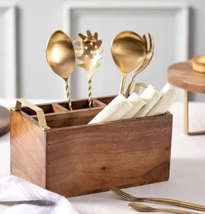 Organizador de Cubiertos de Bambú de la India para Mesa de Comedor de Restaurante, con 4 Compartimentos para Cubiertos y Platos - Product Image 2