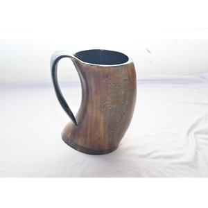 Chope Viking personnalisée en forme de corne à boire, tasse en verre de buffle en agate naturelle, artisanat, technique polie, artisanat animalier - Product Image 3