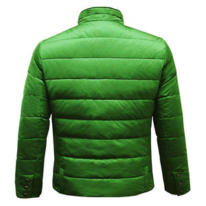 Veste bulle à fermeture éclair complète à col montant pour hommes avec capuche couleur unie vierge veste bouffante en duvet pour hommes Service OEM personnalisé - Product Image 2