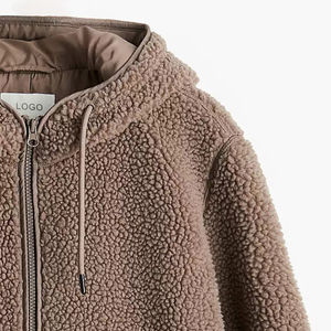 Autumn Winter Warm Eco-Friendly Waterproof Cotton Stand-up Collar Long-sleeved <b>Fleece</b> Custom Zip <b>Hooded</b> <b>Jacket</b> Women's Fashion - Product Image 3