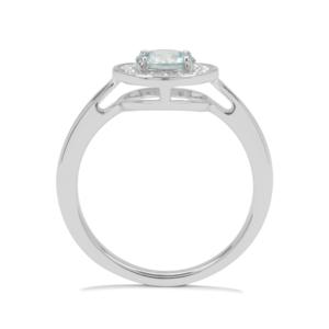 Bague en laiton plaqué or 18 carats avec zircon bleu et topaze blanche, design incrusté tendance, taille unique - Product Image 3