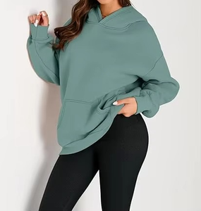 Sudadera con capucha de lana de gran tamaño Vintage para mujer, con hombros descubiertos, estampado personalizado, mezcla de algodón transpirable en la parte delantera, OEM - Product Image 4