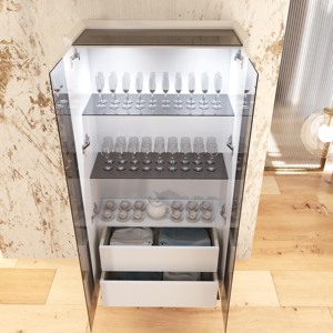 Vitrina de MDF de alta calidad con patas de madera, armarios de comedor para exhibir juegos de vajilla hechos en España - Product Image 2