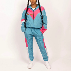 Top Trending Custom Made Wholesome Loose Fit Women's Jogging Set Article 2pcs Colour Block Tracksuit Embroidered Solid Pattern - Product Image 2