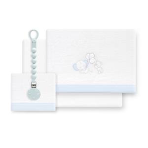 Juego de Ropa de Cama de 3 Piezas en Felpa Coral con Soporte para Chupón, Modelo OSO ELEFANTE, Patrón Tejido con Personajes - Product Image 1