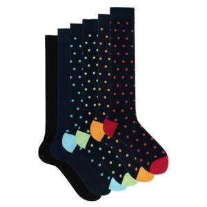Chaussettes en coton chaudes pour hommes, coffret cadeau de 6 paires, motif à pois, taille unique, antidérapantes, usage quotidien, impression numérique, fond rose - Product Image 5