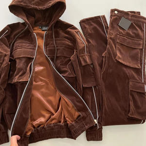 Ensemble survêtement homme en polaire chaud personnalisé, 2 pièces, sweat à capuche, jogging - Product Image 4