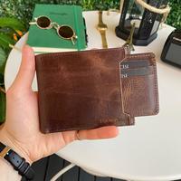 Dallas-Portefeuille pour homme en cuir véritable avec compartiment kangourou